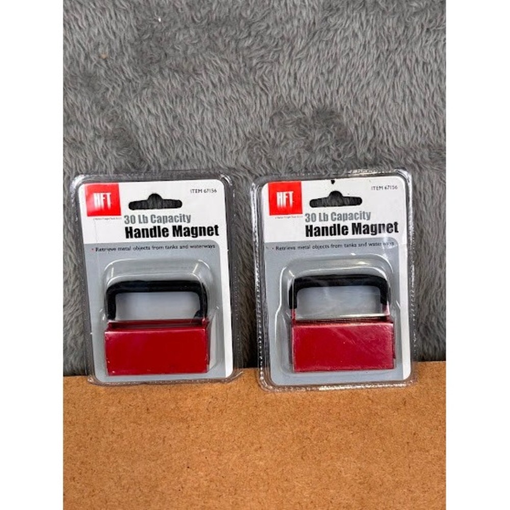 Lot of 2 HFT Harbor Freight Tools 30 Lb Capacity Handle Magnets Red Item 67156